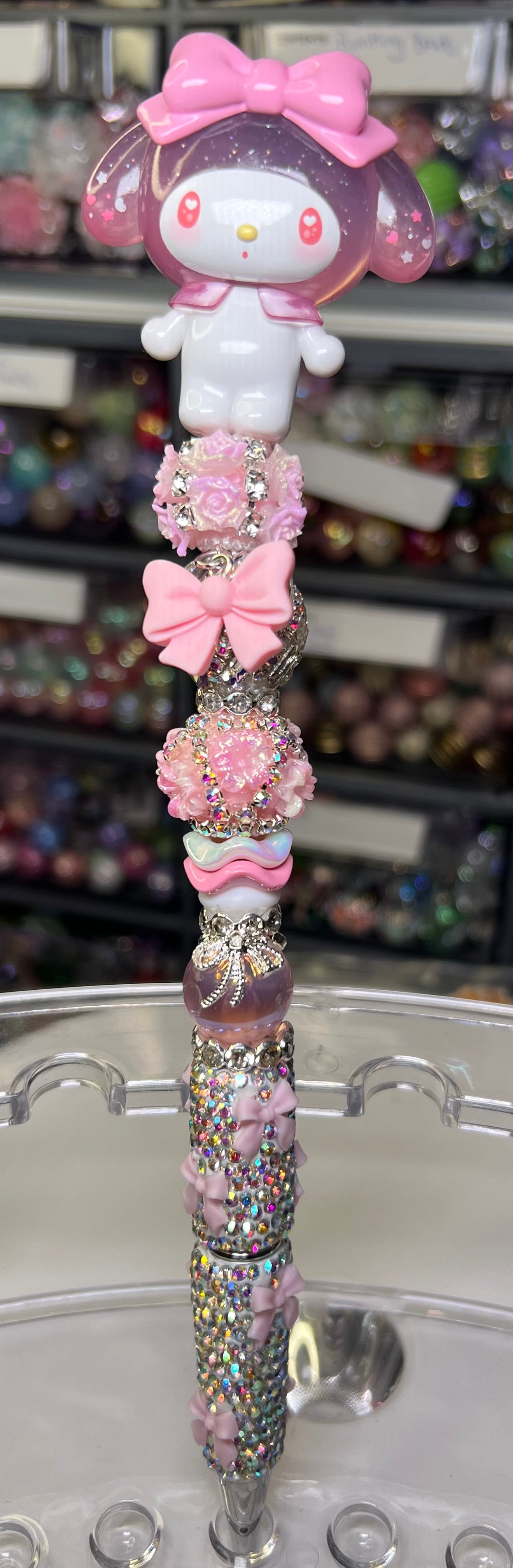 Melody & Kuromi on a Rhinestone Bling Pen & Med Extender