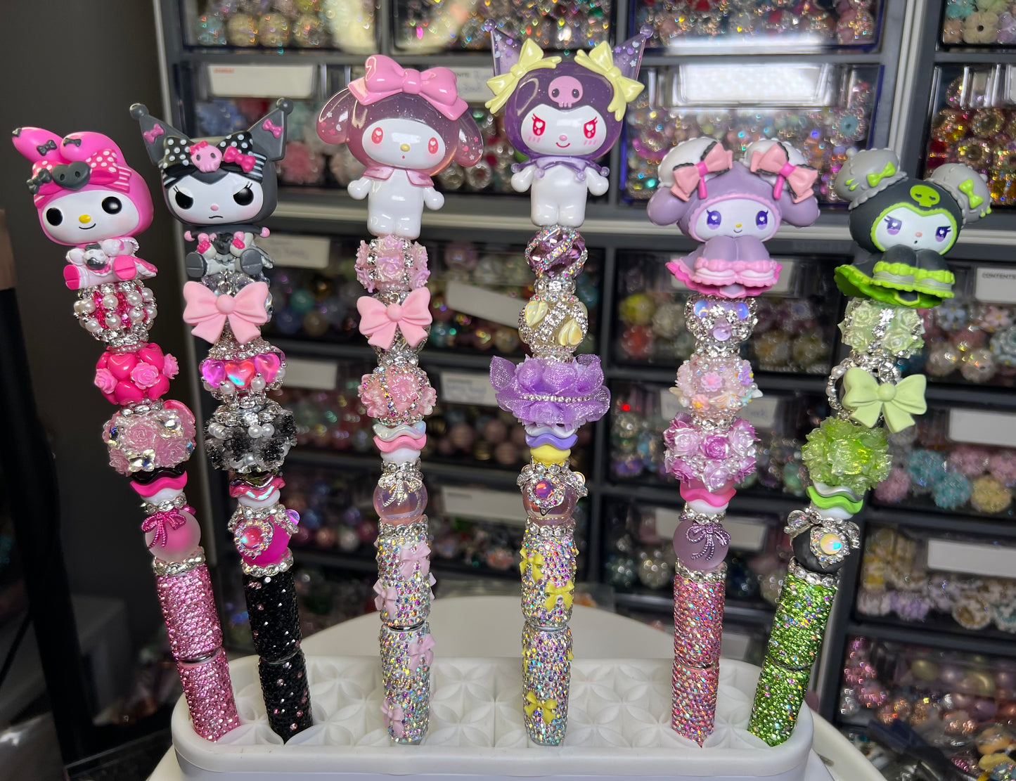 Melody & Kuromi on a Rhinestone Bling Pen & Med Extender