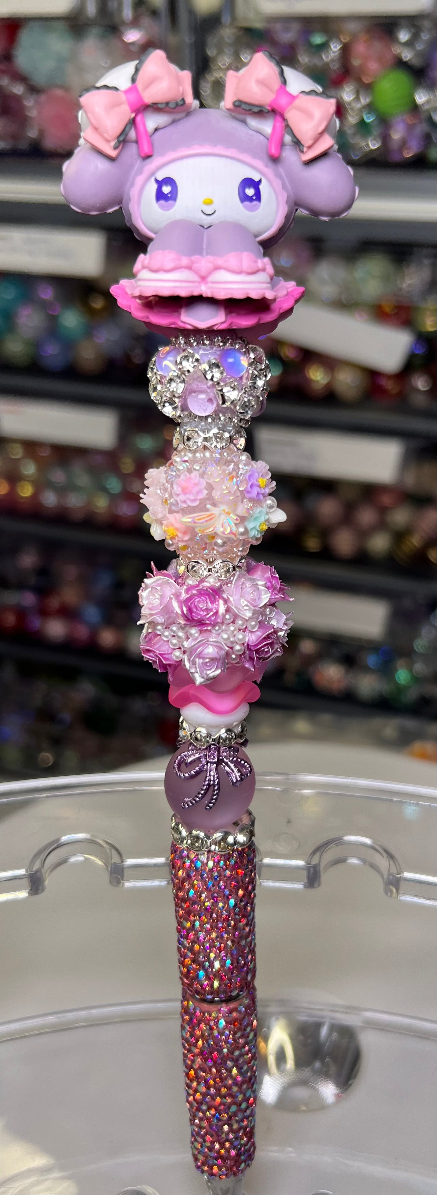 Melody & Kuromi on a Rhinestone Bling Pen & Med Extender