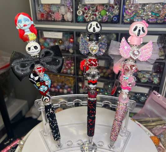 Clay Halloween Character’s on a Rhinestone Pen, LargeExtender, Bow & Charms.